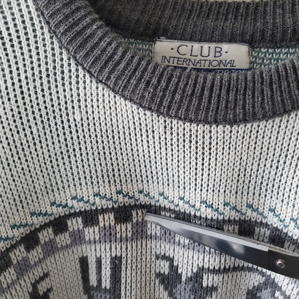 Tip Top XL 90s Aztec Eclectic Grandpa Cabincore Oversized Knit Sweater - Picture 9 of 12